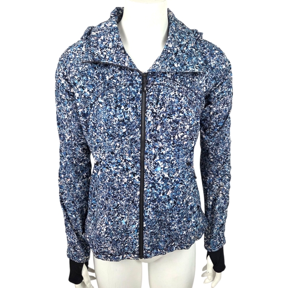 Lululemon Gather Me Slightly Athletic Rain Jacket Womens 4 Water Resistant Blue